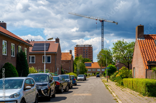Tableau sur toile Street scene with housing construction in Amersfoort, Netherlands