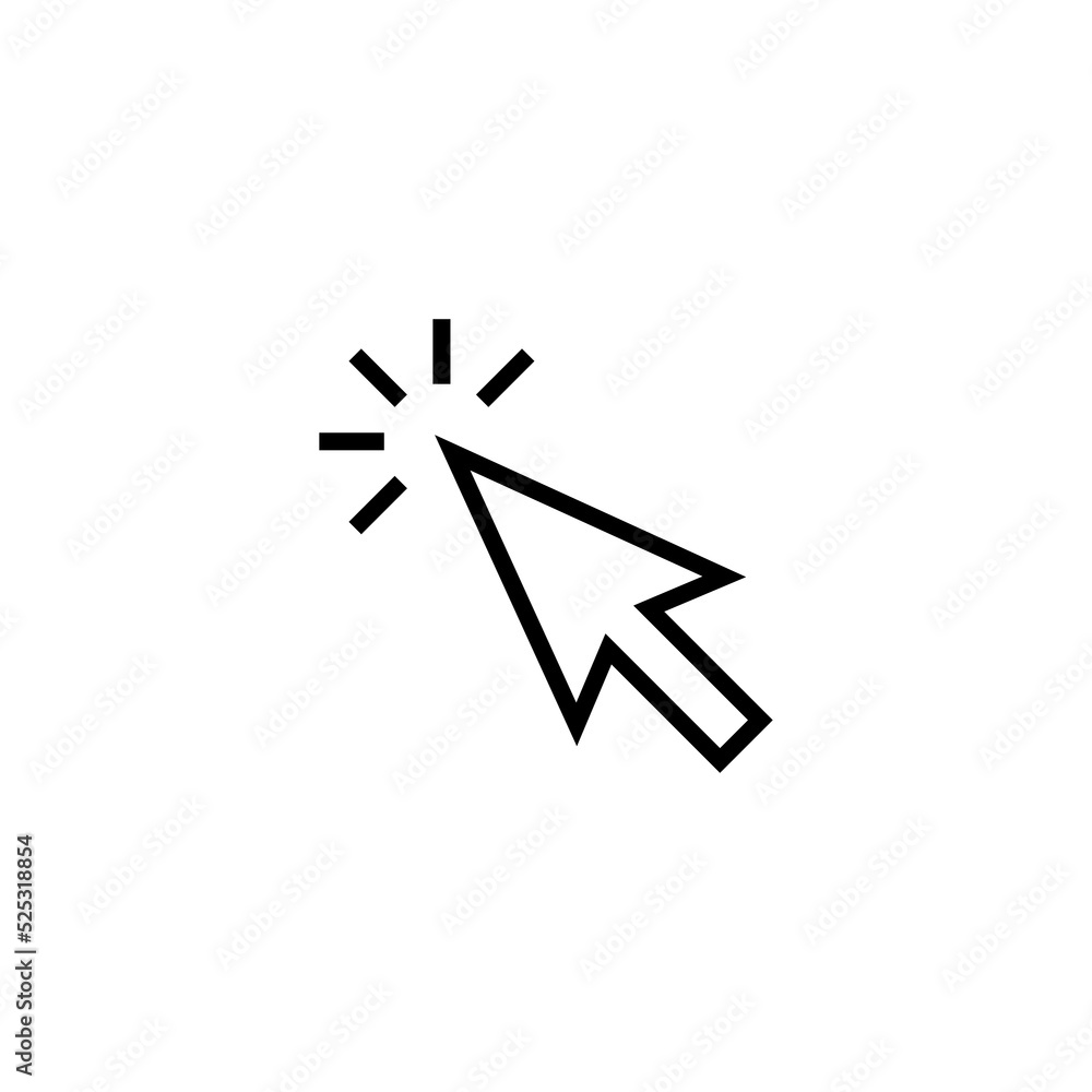 Click arrow line icon isolated on white background Click arrow line icon isolated on white background