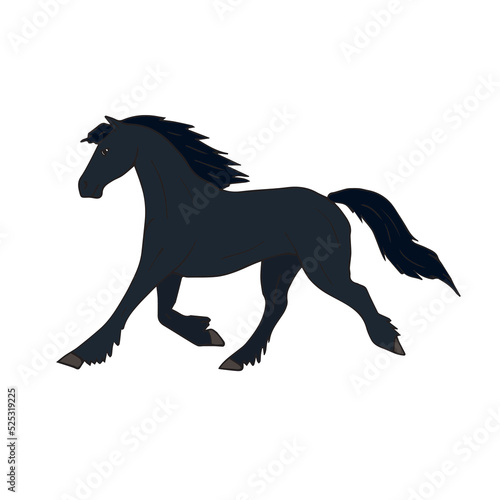 Vector hand drawn doodle sketch colored friesian horse isolated on white background