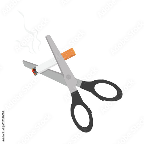 Scissors cutting a cigarrette flat style