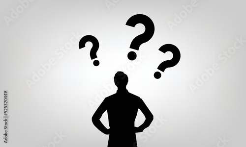 Questions, business man looking at interrogation marks.vector