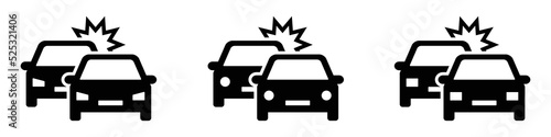 Car crash icon. Car accident icon, vector illustration