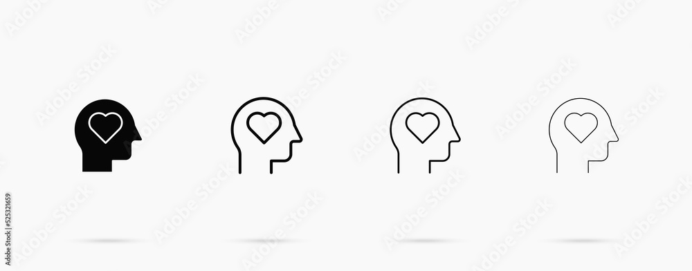 Head with heart line icon. Human with love inside vector concept Head with heart line icon. Human with love inside vector concept