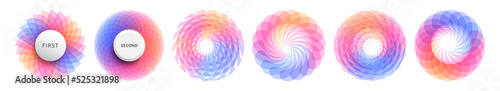 Set of circles. Abstract geometric design. Vector illustration made of various overlapping elements. Applicable for banners, placards, posters or flyers.