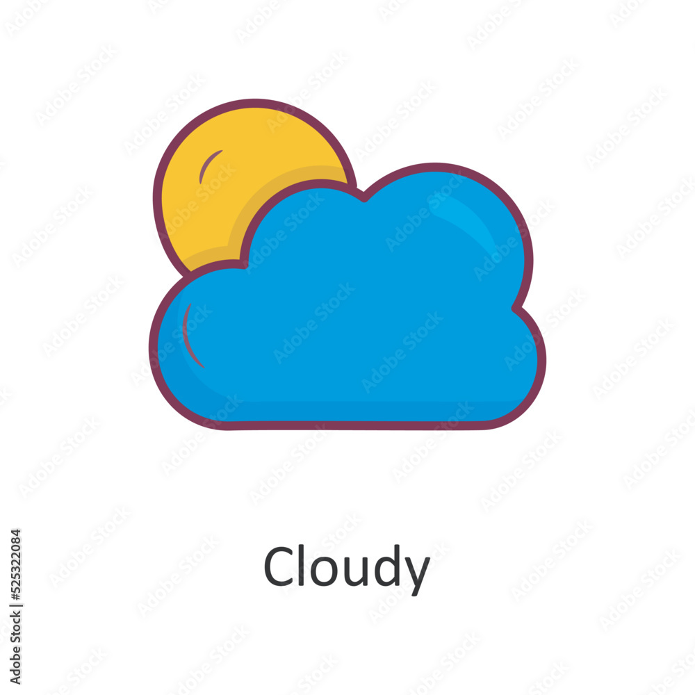 Cloudy vector Filled Outline Icon Design illustration. Nature Symbol on White background EPS 10 File Cloudy vector Filled Outline Icon Design illustration. Nature Symbol on White background EPS 10 File