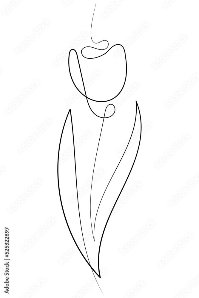 Vector linear abstract flower. Spring summer flower with blossoming bud and petals Vector linear abstract flower. Spring summer flower with blossoming bud and petals