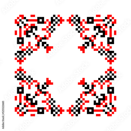 Traditional Ukrainian knitted embroidery art, ethnic mandala ornament vyshyvanka
