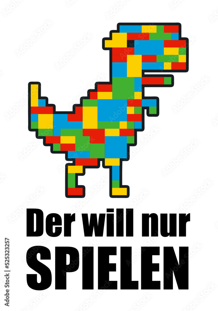 Obraz premium Pixelgrafik Tyrannosaurus will nur spielen