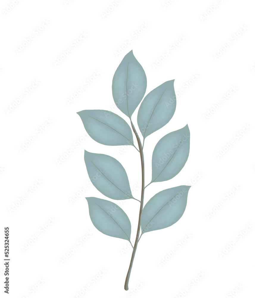 Green leaf watercolor azalea illustration.