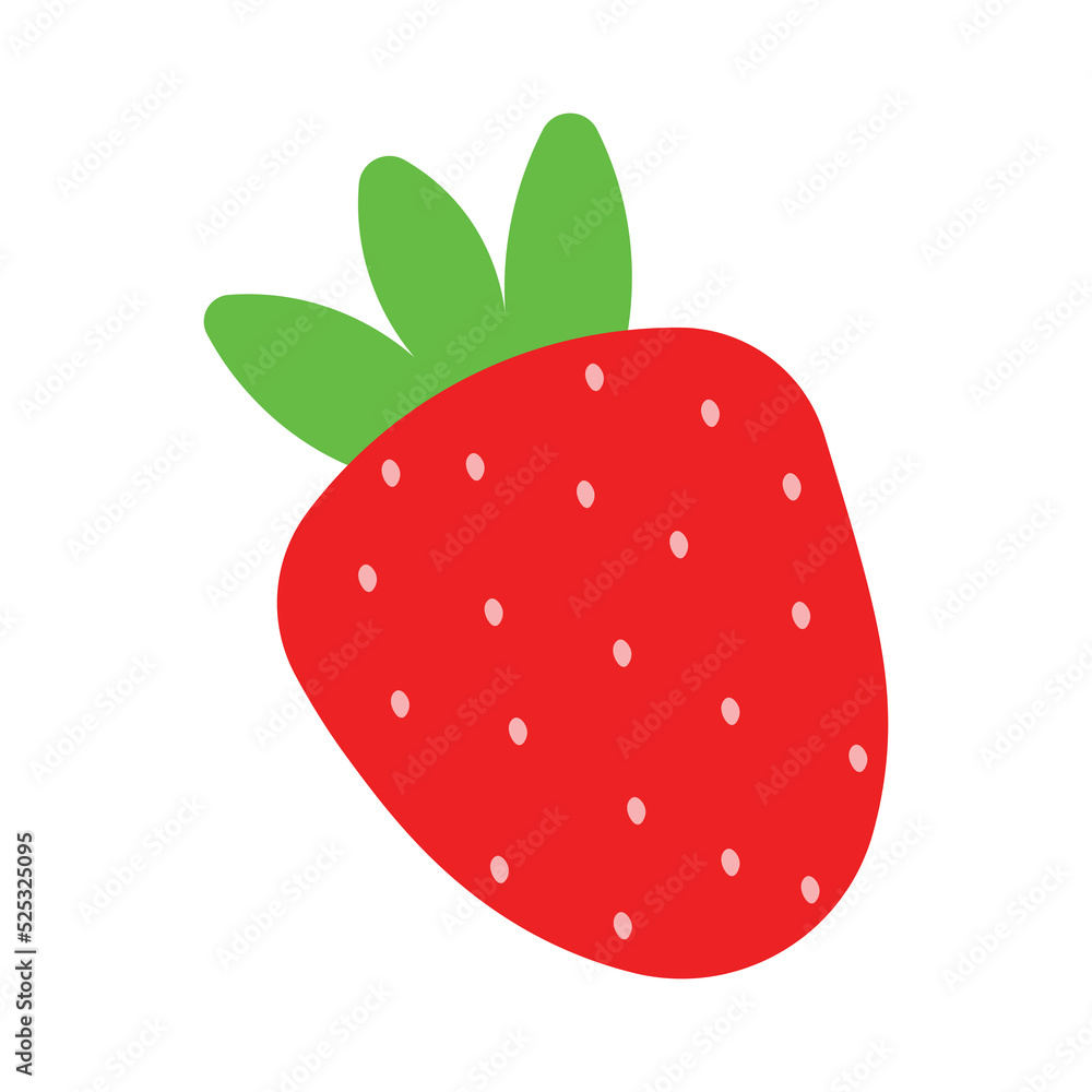 Hand Drawn Strawberry Fruit in Flat Cute Animated Cartoon llustration Image Hand Drawn Strawberry Fruit in Flat Cute Animated Cartoon llustration Image