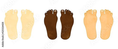 Illustration set of cute feet in the world
