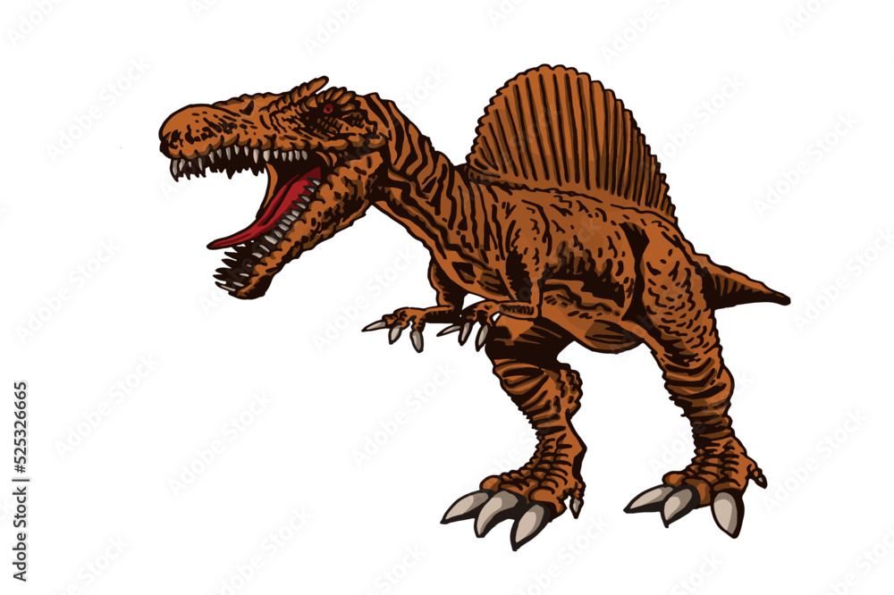 Fototapeta premium Vector color spinosaurus isolated on white,dinosaur for printing , tattoo and design