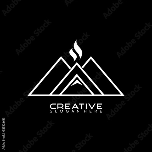 Vector logo simple design illustration of a volcanic eruption.
