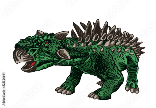 Vector color  illustration of ankylosaurus isolated on white  graphical illustration