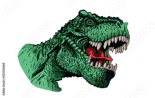 Vector  color portrait of tyrannosaurus isolated on white, graphical lizard