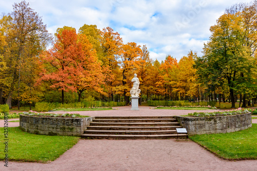 Sculpture in Pavlovsky park in autumn, Pavlovsk, Saint Petersburg, Russia photo