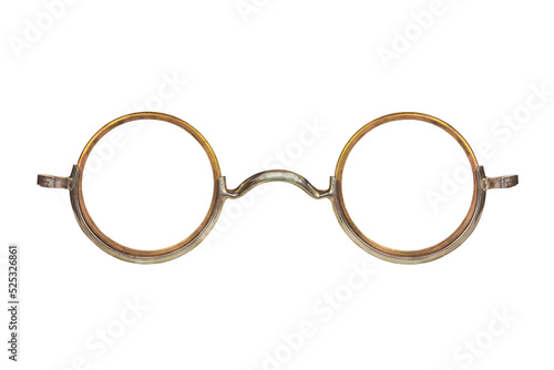 Vintage circular eyeglasses isolated on a transparent background