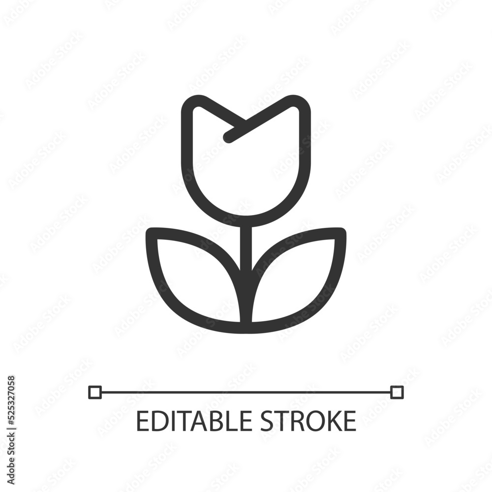 Flower pixel perfect linear ui icon. Floral shop. Retail florist ...