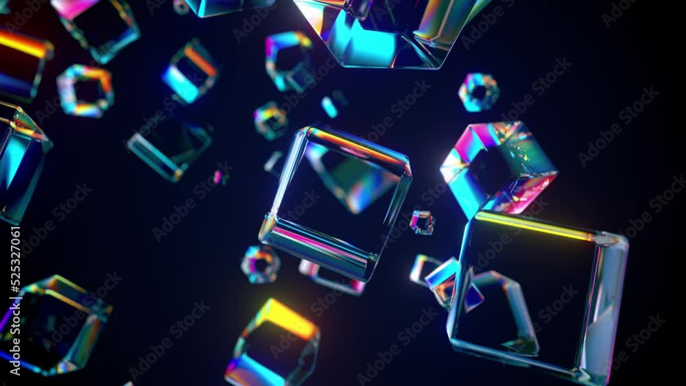 Abstract crystal glass cubes animation loop