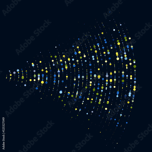 Abstractly arranged dots on blue background.