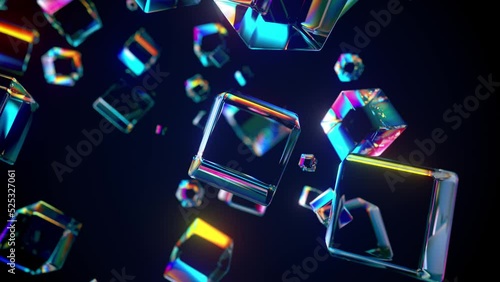 Abstract crystal glass cubes animation loop