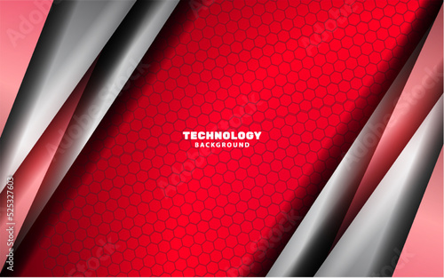 Abstract technology silver metal and red background