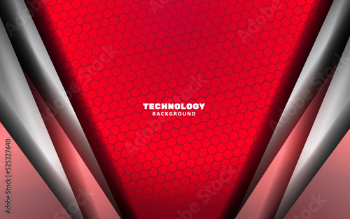 Abstract technology silver metal and red background