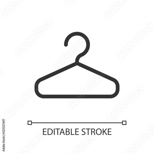 Hanger pixel perfect linear ui icon. Keep clothes neat and wrinkles free. Boutique inventory. GUI, UX design. Outline isolated user interface element for app and web. Editable stroke. Arial font used