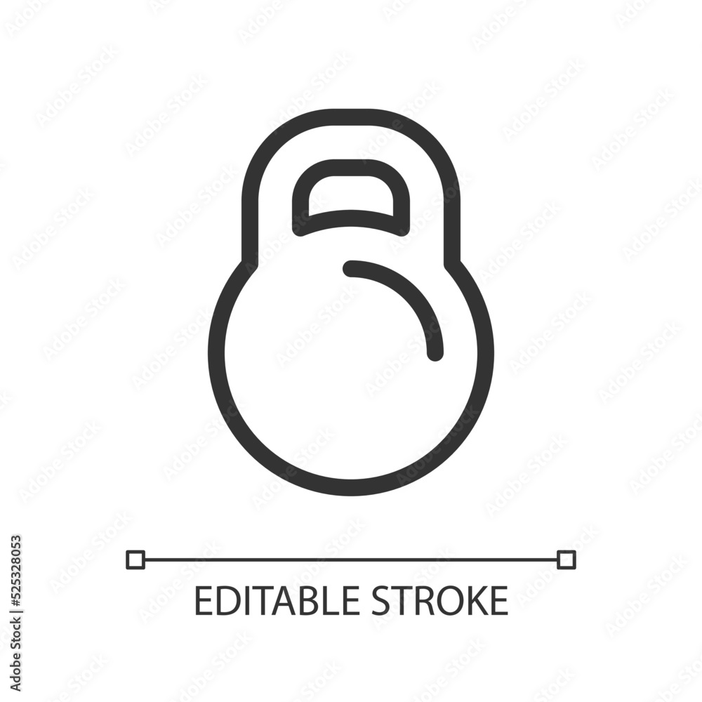 Kettlebell pixel perfect linear ui icon. Sports gear store. E commerce. Sporting equipment. GUI, UX design. Outline isolated user interface element for app and web. Editable stroke. Arial font used Kettlebell pixel perfect linear ui icon. Sports gear store. E commerce. Sporting equipment. GUI, UX design. Outline isolated user interface element for app and web. Editable stroke. Arial font used