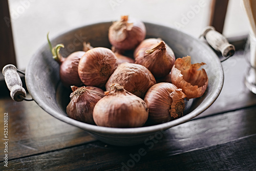 Close Up Of Onions On Table