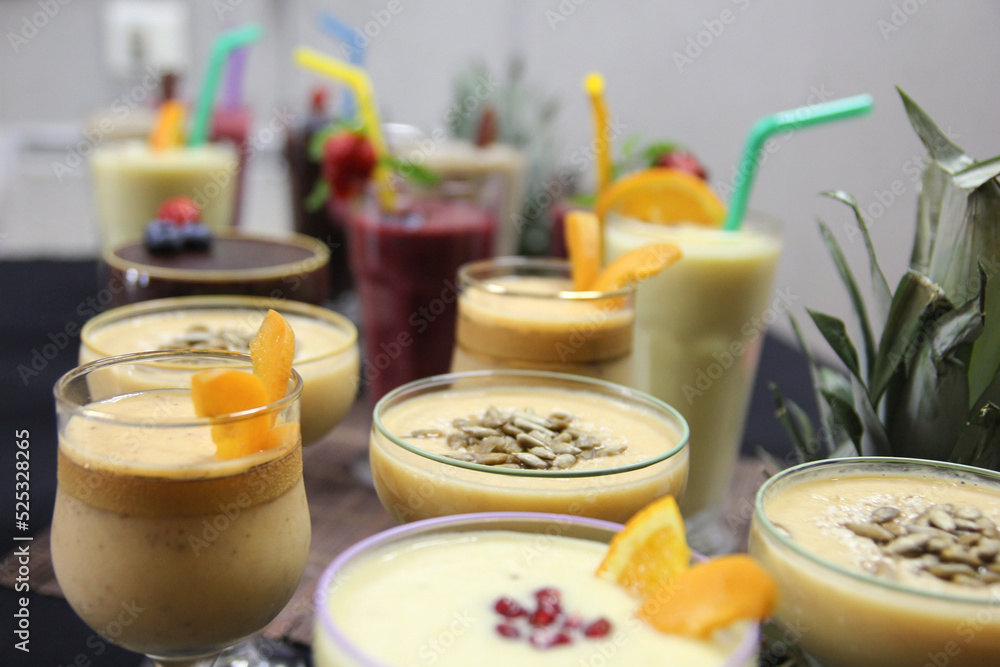 smoothie made as a mixture of different flavors smoothie made as a mixture of different flavors