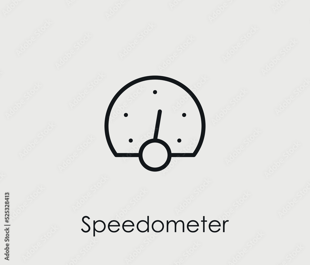Obraz premium Speedometer vector icon. Editable stroke. Symbol in Line Art Style for Design, Presentation, Website or Mobile Apps Elements, Logo. Speedometer symbol illustration. Pixel vector graphics - Vector