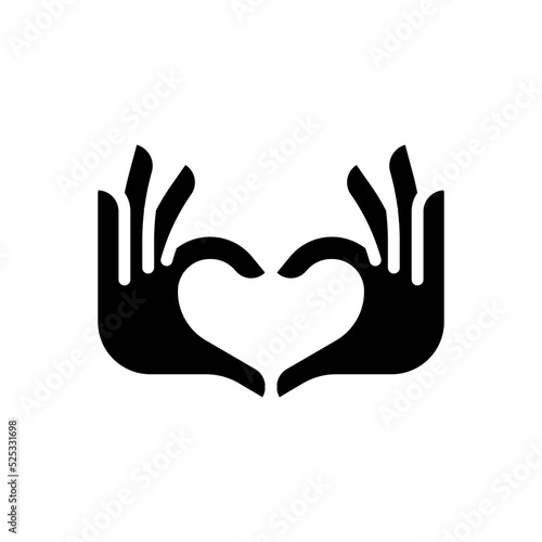 Wallpaper Mural Hands heart gesture black glyph icon. Showing affection and love. Romantic relationship. Charity activity. Silhouette symbol on white space. Solid pictogram. Vector isolated illustration Torontodigital.ca