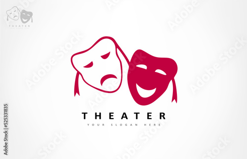 Theater masks logo vector. Theater and acting design.