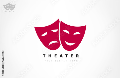 Theater masks logo vector. Theater and acting design.