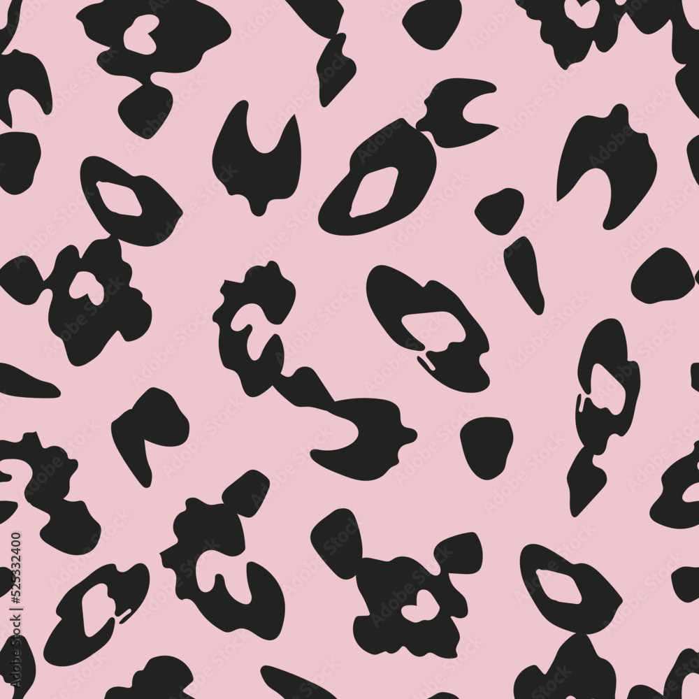 Pink leopard fashion seamless pattern. Retro fabric design.