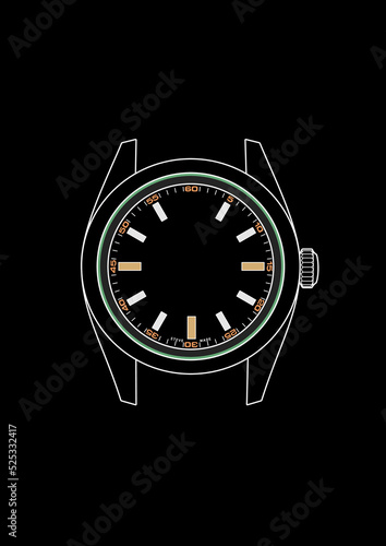 Mobile wallpaper with minimalist watch illustration