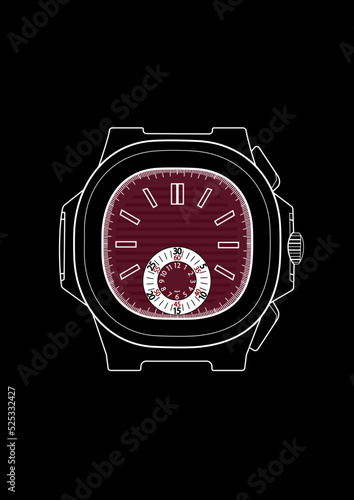 Mobile wallpaper with minimalist watch illustration