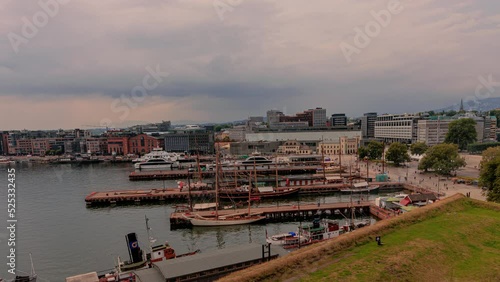 Timelapse Oslo Harbor at the Aker Brygge from Akershus Fortress
