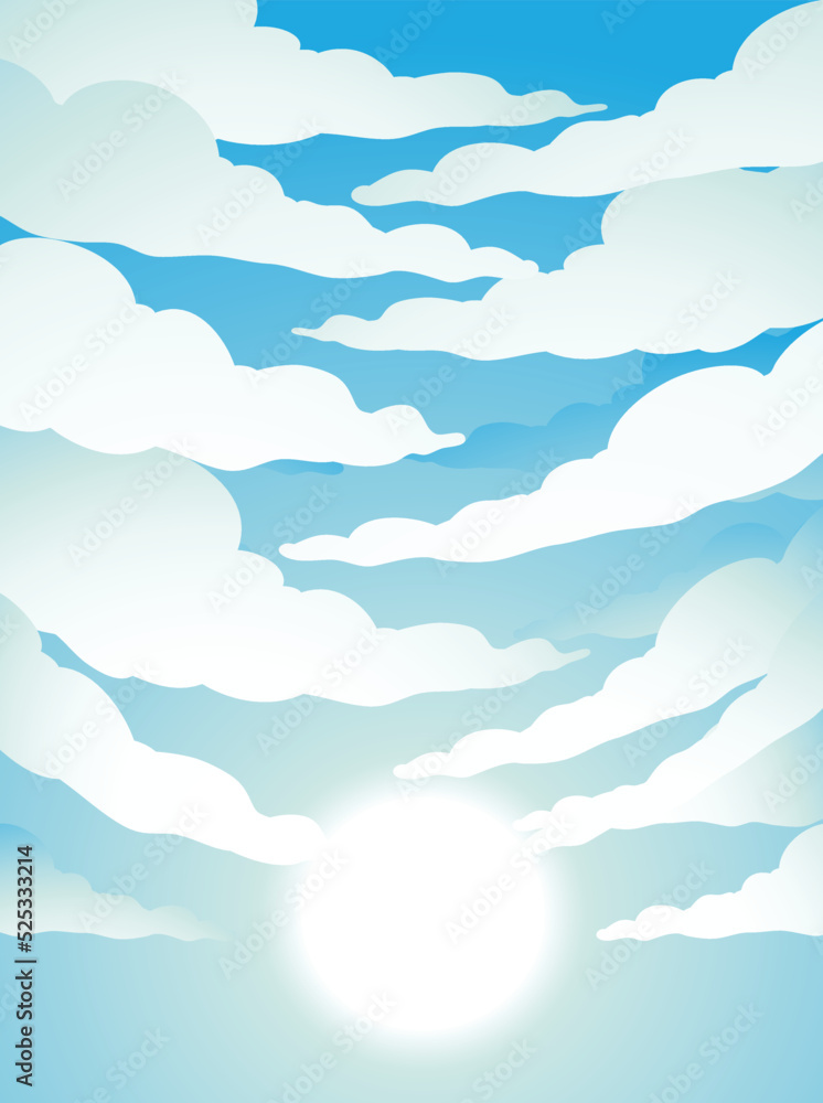 Cloudy Blue Sky with Bright Sun Light