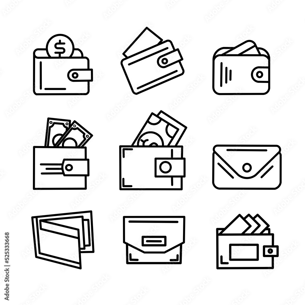wallet icon set design wallet icon set design