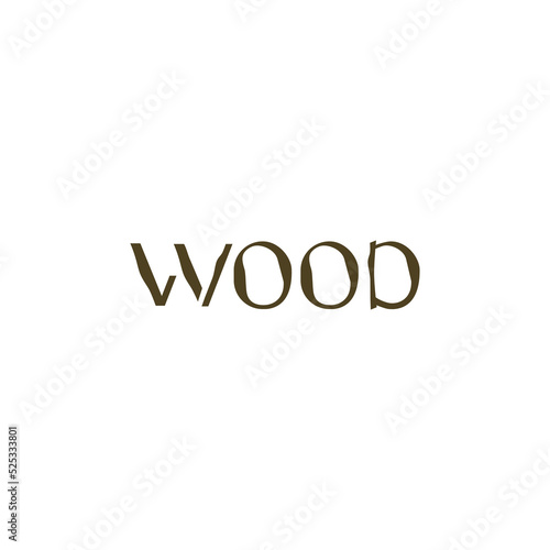 Nature typography wood logo design. Wood logo with grunge word creative monogram symbol. Playful logo and simpel typography logo