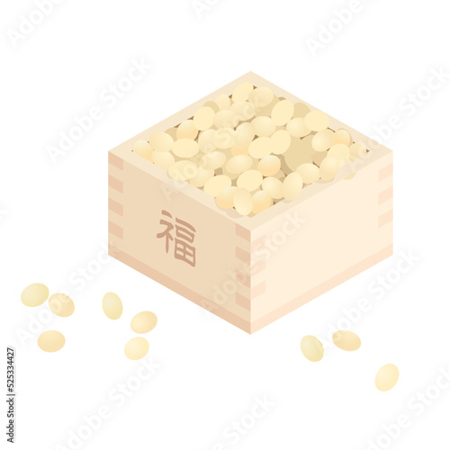 節分の豆と升のイラスト