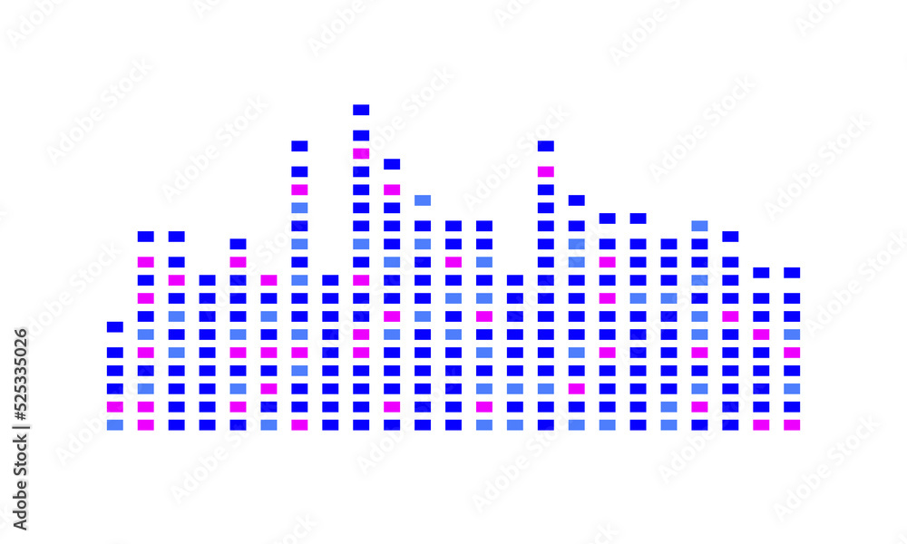 Abstract musical blue and pink equalizer on a white background