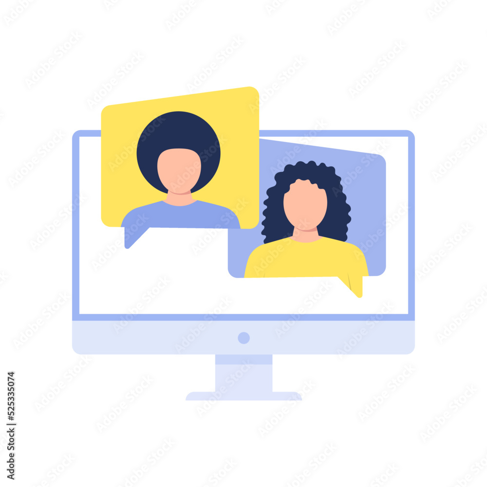 Girl and boy talking on video call. Video call application illustration Girl and boy talking on video call. Video call application illustration