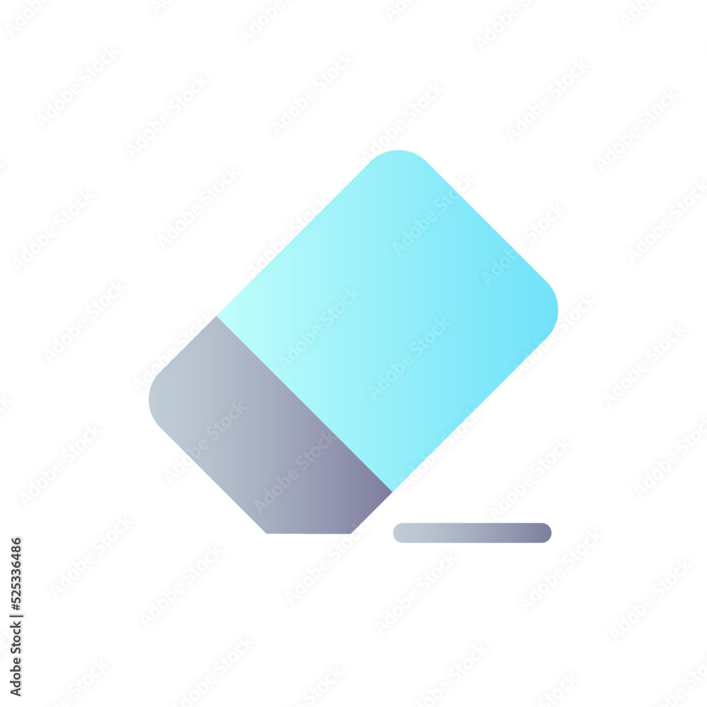 Eraser flat gradient color ui icon. Remove image part. Picture and video repair tool. Photo editor. Simple filled pictogram. GUI, UX design for mobile application. Vector isolated RGB illustration Eraser flat gradient color ui icon. Remove image part. Picture and video repair tool. Photo editor. Simple filled pictogram. GUI, UX design for mobile application. Vector isolated RGB illustration