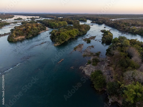 Wonderful Tocantins River with its tributaries forming islands just after sunset