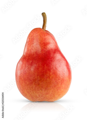 Red pear isolated on white background with clipping path.