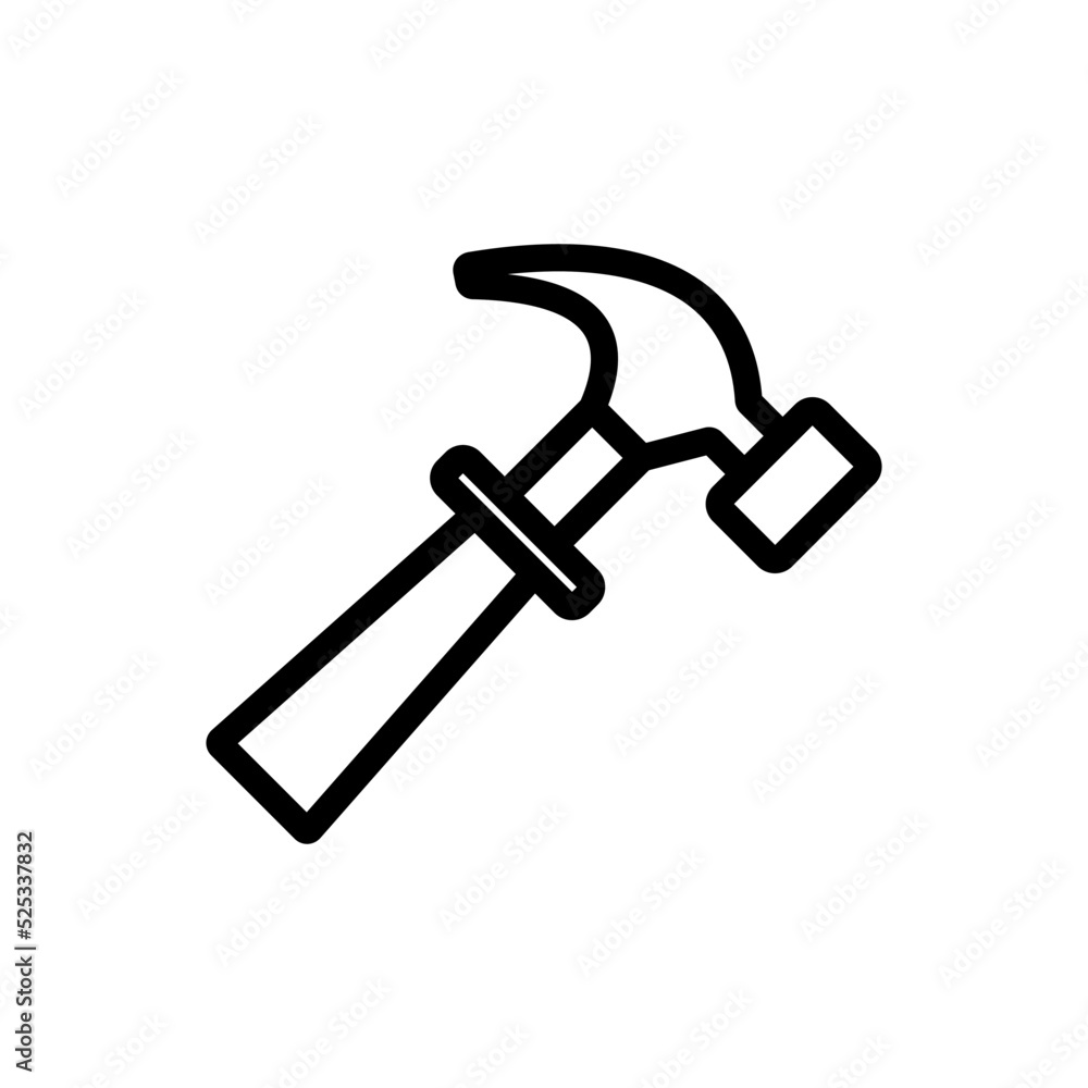Hammer icon. Template black color editable. Hammer symbol line vector sign isolated on white background. Simple vector illustration for graphic and web design. Hammer icon. Template black color editable. Hammer symbol line vector sign isolated on white background. Simple vector illustration for graphic and web design.