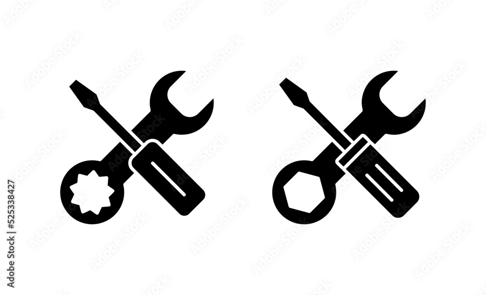 Repair tools icon vector. tool sign and symbol. setting icon. Wrench and screwdriver. Service Repair tools icon vector. tool sign and symbol. setting icon. Wrench and screwdriver. Service